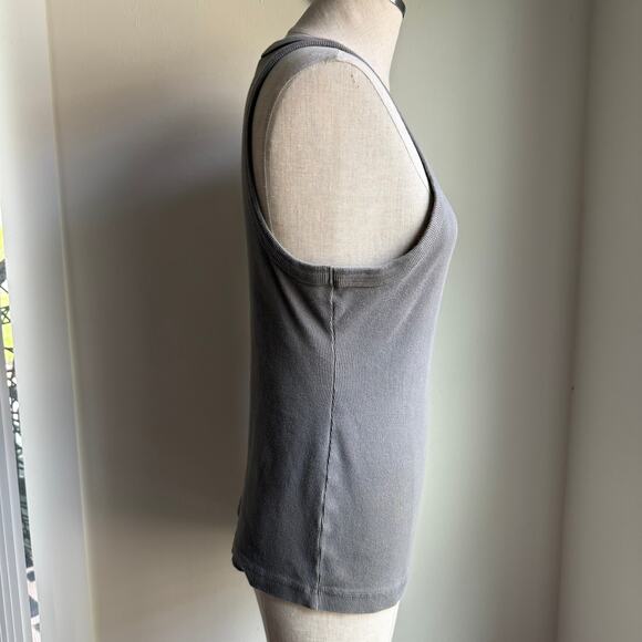 James Perse Standard Cotton Rib Tank Top in Taupe – Women’s Medium - Picture 6 of 9